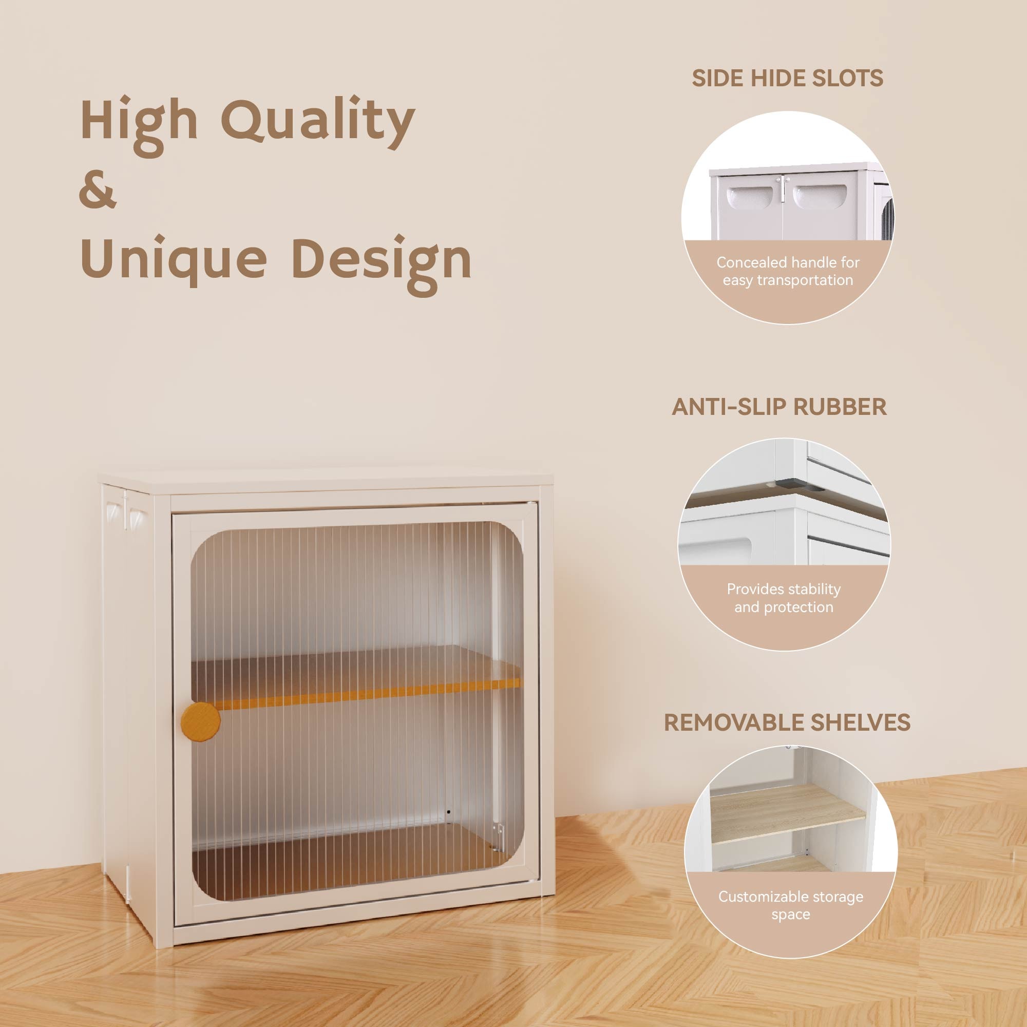 Single Sturdy & Convenient Foldable Cabinet, Durable Steel-Wood Combo With Anti-Slip Design & Quick Fold & Install, Easy To DIY Storage Container With Door, White_voghion.com